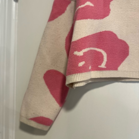 Moon & Madison Sz:M Cropped Pink Smiley Face Crew Neck Oversized Sweater. - Picture 11 of 13